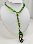 Jesus Malverde Rosary Necklace - Green