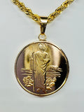 St Jude and Our Lady of Guadalupe Pendant with 26" Rope Necklace (24K Gold Filled)