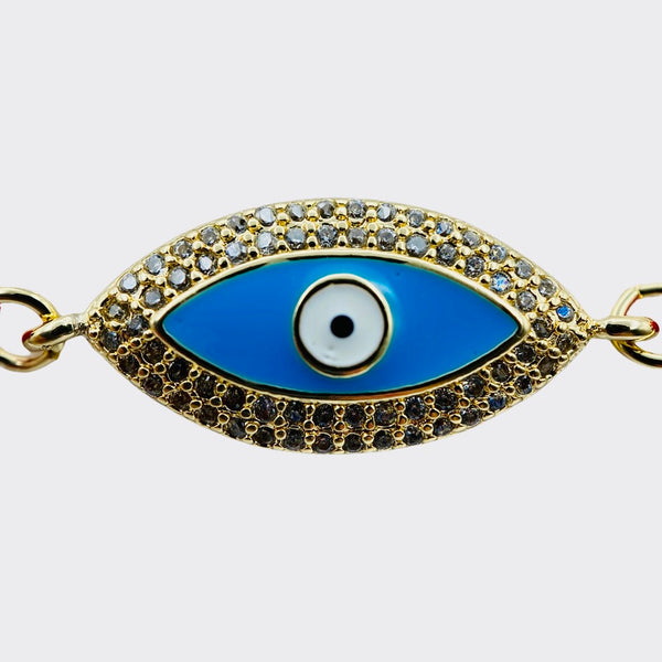 Evil Eye Knotted Rope W/ White Rhinestones Hand Made