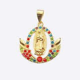 Our Lady of Guadalupe Anchor with Colored Rhinestones (24K Gold Filled)