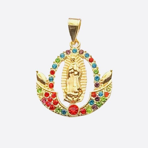 Our Lady of Guadalupe Anchor with Colored Rhinestones (24K Gold Filled)