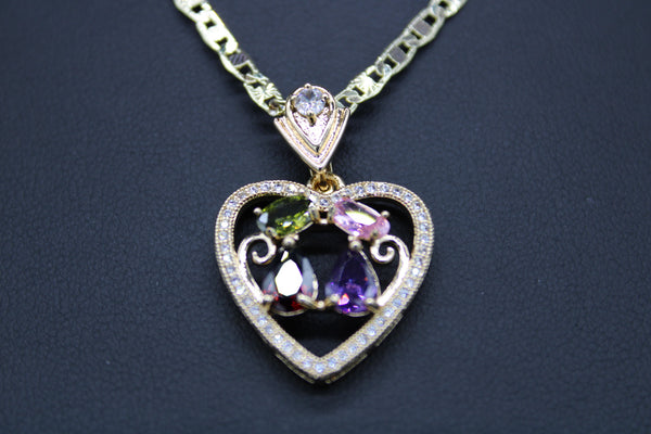 Cat Heart with 22" Necklace (24K Gold Plated)