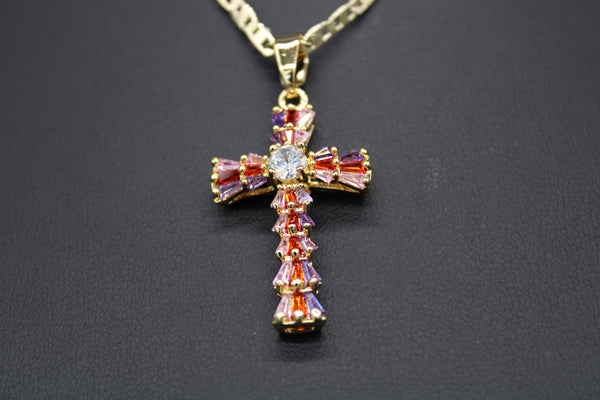 Cross with 22" Necklace (24K Gold Plated)