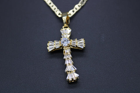 Cross with 22" Necklace (24K Gold Plated)