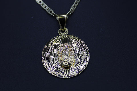 Our Lady of Guadalupe with 22" Necklace (24K Gold Plated)