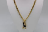Smurf with Gun Pendant with 28" Necklace (14K Gold Filled)