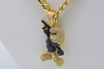 Smurf with Gun Pendant with 28" Necklace (14K Gold Filled)