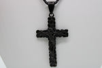 Black Cross Pendant with 24" Necklace (Stainless Steel)