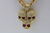 Three Skulls Pendant with 26" Necklace (14K Gold Filled)