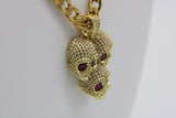 Three Skulls Pendant with 26" Necklace (14K Gold Filled)