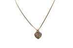 14K Gold Heart w/ Rose Pendant with Necklace (Three Tone) Real Solid Gold