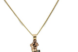 14K Gold Rose Pendant with Necklace (Three Tone) Real Solid Gold