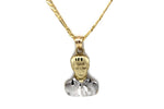 14K Gold Jesus Malverde Pendant with Necklace (Two Tone) Real Solid Gold