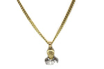 14K Gold Jesus Malverde Pendant with Necklace (Two Tone) Real Solid Gold
