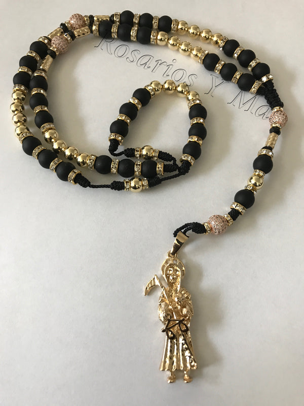 14K Santa Muerte Gold Filled Rosary Necklace - Rosario de Santa Muerte de 14K Oro Laminado