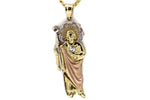 14K Gold St Jude Pendant with Necklace (Three Tone) Real Solid Gold