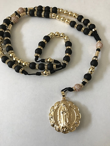 Our Lady of Guadalupe and Sacred Heart 14K Gold Filled Rosary Necklace