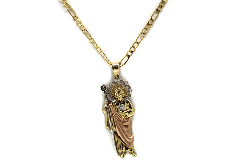 14k Yellow Gold Saint Jude Thaddeus Pray For Us Medallion with Praying |  Jewelry America