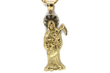 14K Gold Santa Muerte Pendant with Necklace - Real Solid Gold