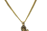 14K Gold Santa Muerte Pendant with Necklace - Real Solid Gold