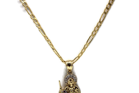 14K Gold St Jude Pendant with Necklace - Real Solid Gold – Rosarios Y Mas