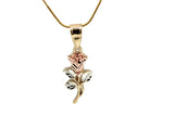 Rose Three Tone Pendant with Necklace (24K Gold Filled)
