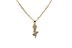 Rose w/ White Rhinestones Pendant with Necklace (24K Gold Filled)
