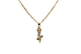 Rose w/ White Rhinestones Pendant with Necklace (24K Gold Filled)