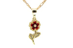 Red Flower Pendant with Necklace (24K Gold Filled)