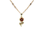 Red Flower Pendant with Necklace (24K Gold Filled)