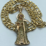24K Gold Plated Santa Muerte with 26" Necklace - Santa Muerte con Cadena de 26"