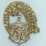 24K Gold Filled St Jude Anchor Pendant with 26" Necklace Three Gold Tone