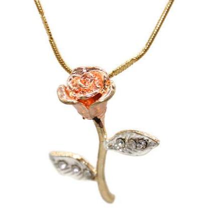 Pink Rose Necklace (24K Gold Filled)