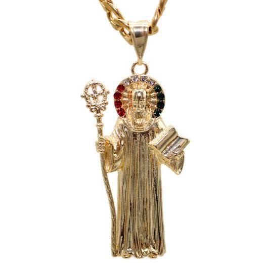 St Benedict Pendant with Necklace (24K Gold Filled)