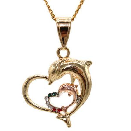 Dolphin Heart Pendant with Necklace (24K Gold Filled)