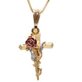 Rose Cross Pendant with Necklace (24K Gold Filled)