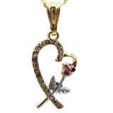 Heart Rose Pendant with Necklace (24K Gold Filled)
