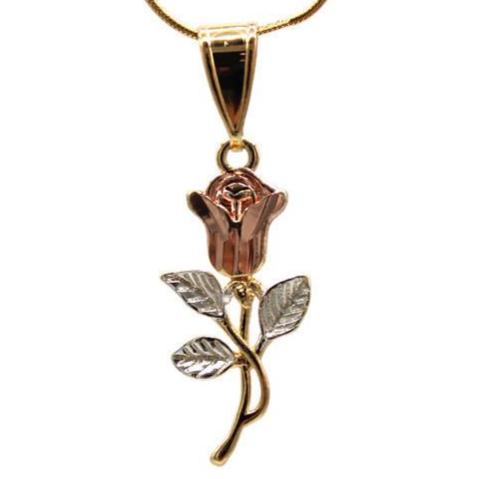 Pink Rose Pendant with Necklace (24K Gold Filled)