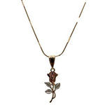 Pink Rose Pendant with Necklace (24K Gold Filled)