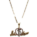 Quinceanera Pendant with Necklace (24K Gold Filled)