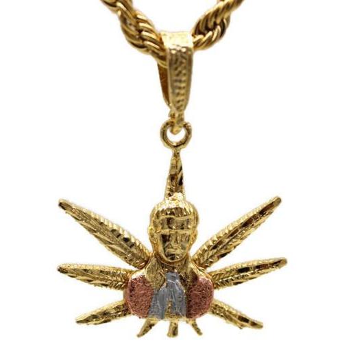 Jesus Malverde Weed with Rope Necklace (24K Gold Filled)