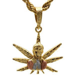 Jesus Malverde Weed with Rope Necklace (24K Gold Filled)