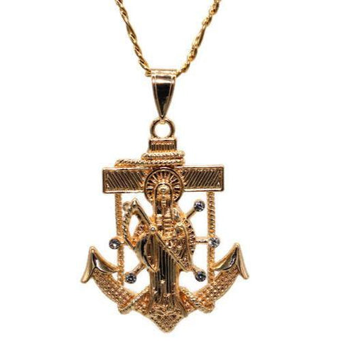 Santa Muerte Anchor Necklace (24K Gold Filled)