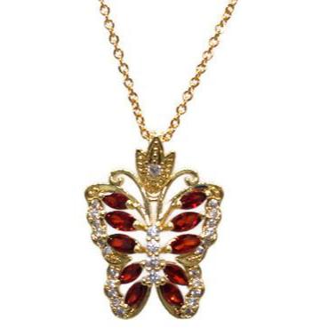 Red Butterfly Necklace (24K Gold Filled)