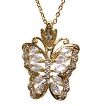 White Butterfly Necklace (24K Gold Filled)