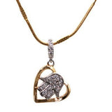 Hamsa Hand Heart Pendant with Necklace (24K Gold Filled)