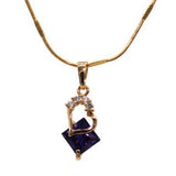 Heart with Purple Stone Pendant with Necklace (24K Gold Filled)