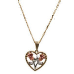 Heart with Roses Necklace (24K Gold Filled)