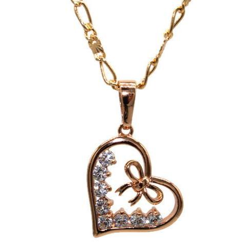Heart with Bow Necklace (24K Gold Filled)