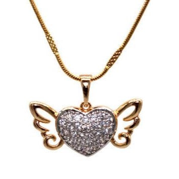 Wings Heart Pendant with Necklace (24K Gold Filled)